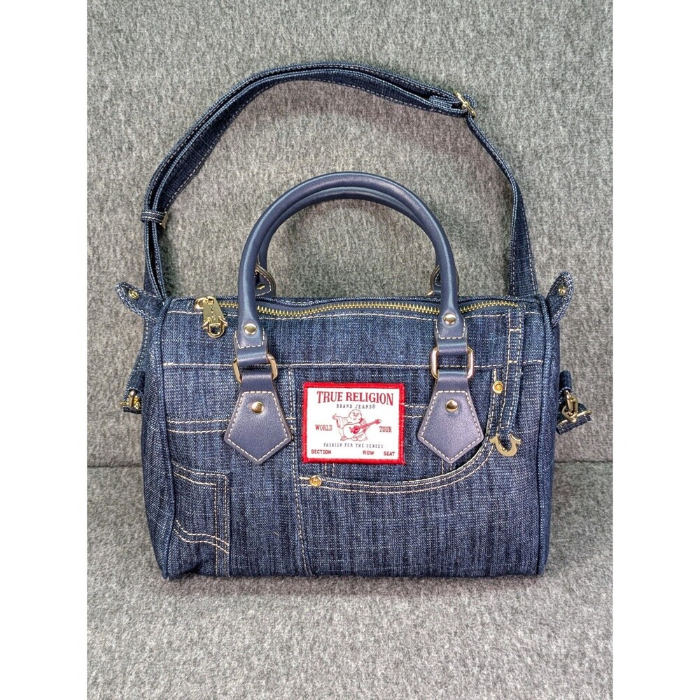 True Religion Denim Satchel Handbag World Tour Crossbody Shoulder Bag NWOT